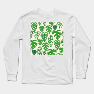 Monstera Species Pattern in Gouache Long Sleeve T-Shirt